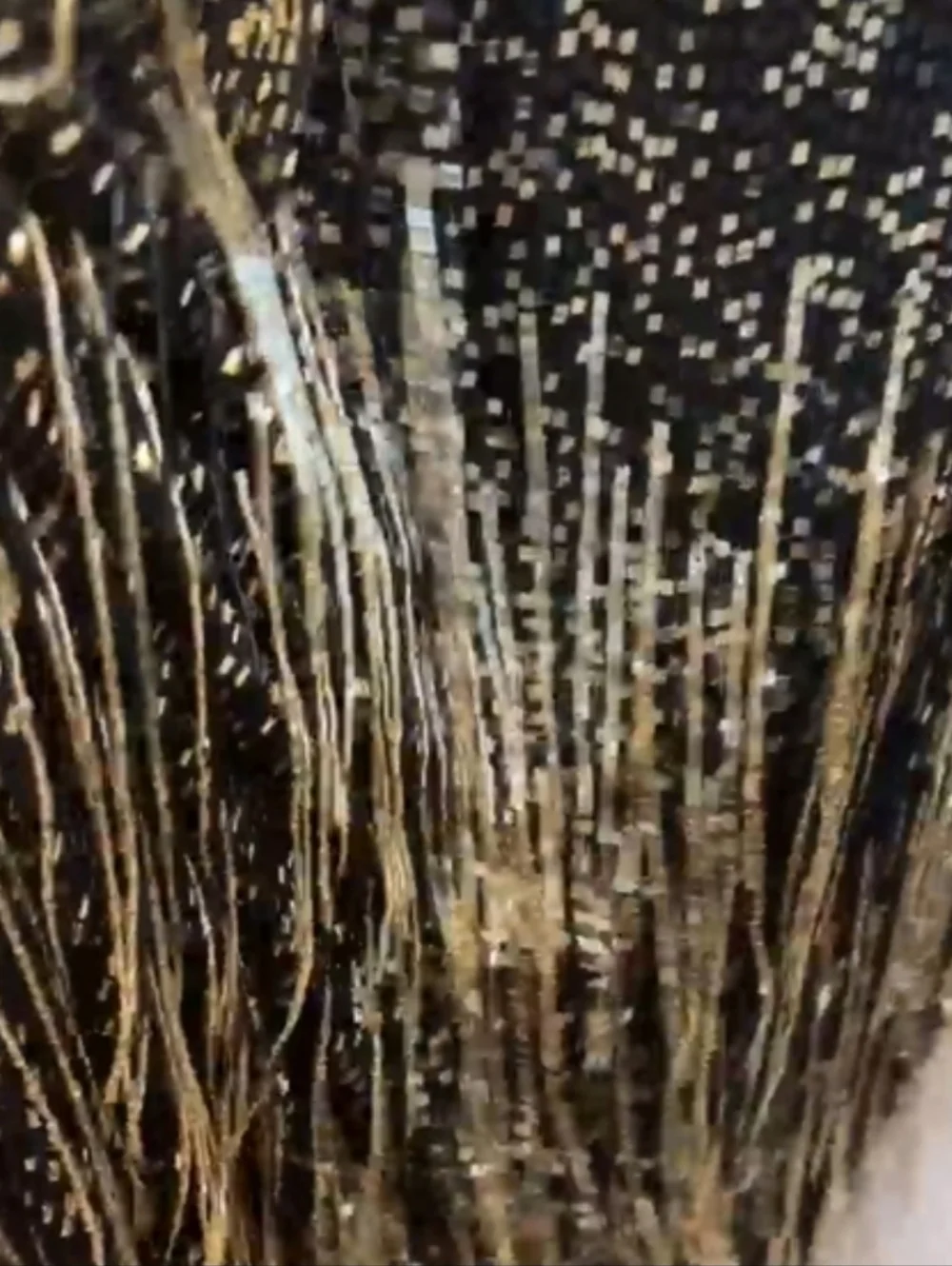 Mac Duggal Black Long SleeveBeaded Fringe Evening GownStyle - Picture 5 of 8